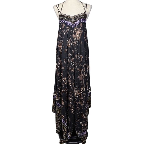 Free People Wild Divine Boho Maxi Dress Black Purple Brown Size XS - Picture 2 of 16